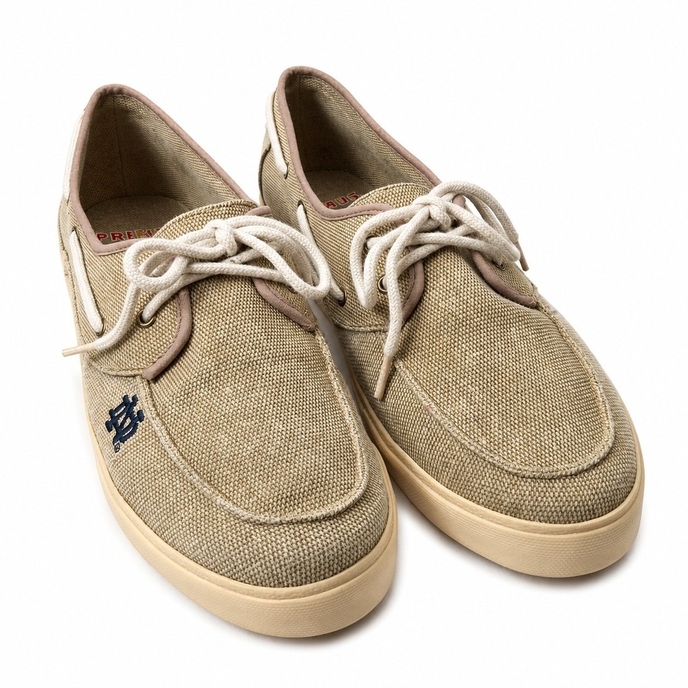 PRIMUS Notre Dame Fighting Irish Canvas Boat Deck Shoes Sz 12 Beige Blue Logo